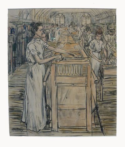 Finishing 1 of the 12 Lithographs Toorop Made About Candle Manufacturing by Jan Toorop